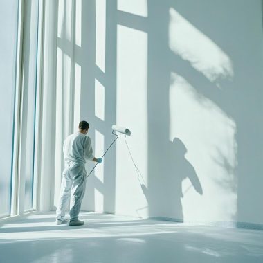 Professionnel peinture rouleau mur blanc